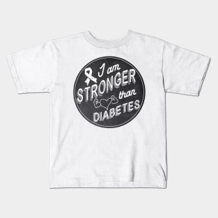 Stronger than diabetes - diabetics awareness strength t1d type 1 type 2 chalkboard chalk Kids T-Shirt